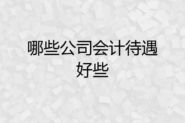 哪些公司会计待遇好些