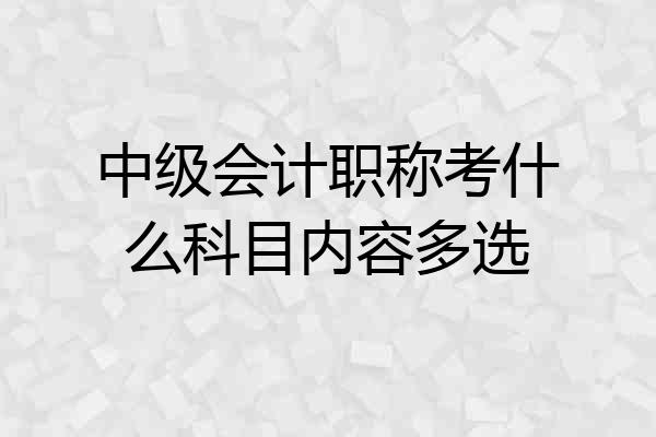 中级会计职称考什么科目内容多选