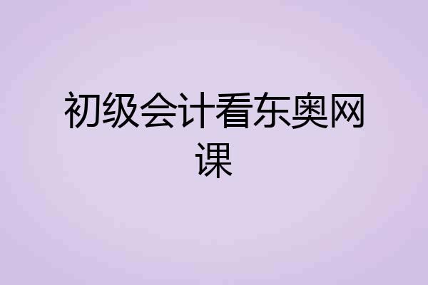 初级会计看东奥网课