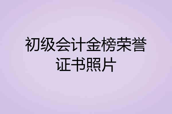 初级会计金榜荣誉证书照片