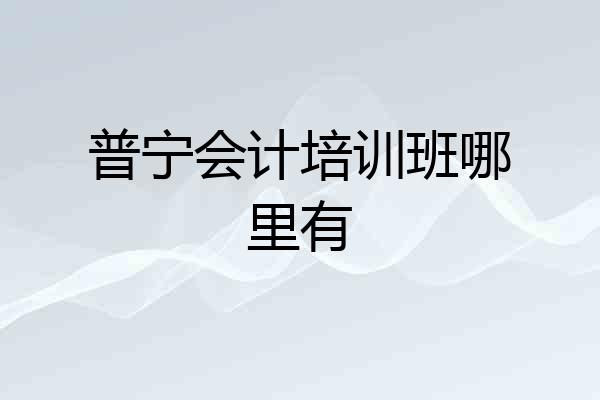 普宁会计培训班哪里有