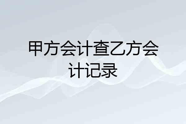甲方会计查乙方会计记录