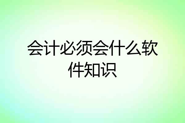 会计必须会什么软件知识