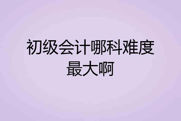 初级会计哪科难度最大啊