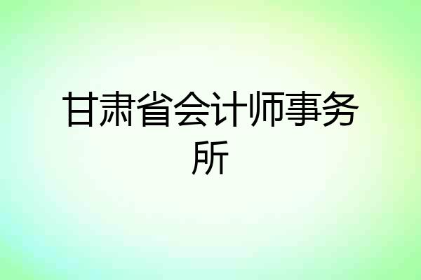 甘肃省会计师事务所