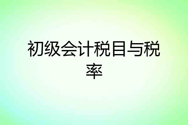 初级会计税目与税率
