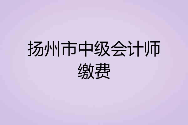 扬州市中级会计师缴费