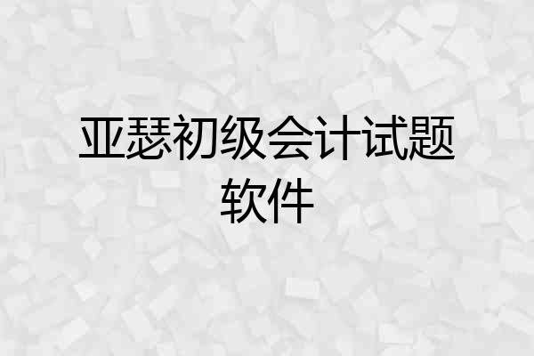 亚瑟初级会计试题软件