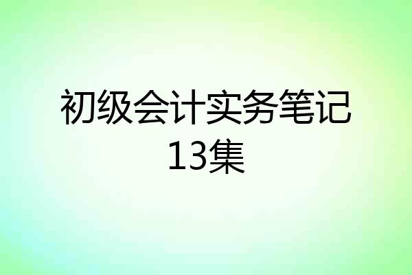 初级会计实务笔记13集