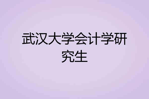 武汉大学会计学研究生