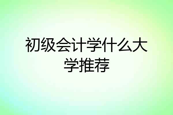 初级会计学什么大学推荐