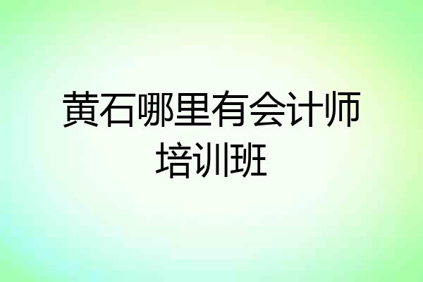 黄石哪里有会计师培训班