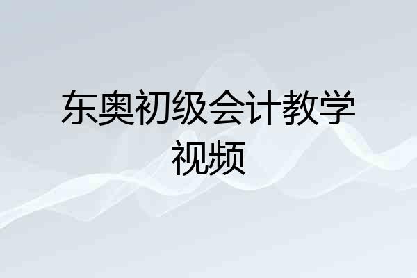 东奥初级会计教学视频