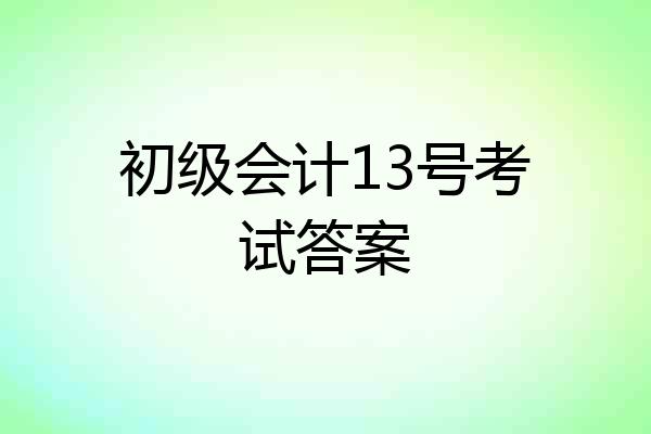 初级会计13号考试答案