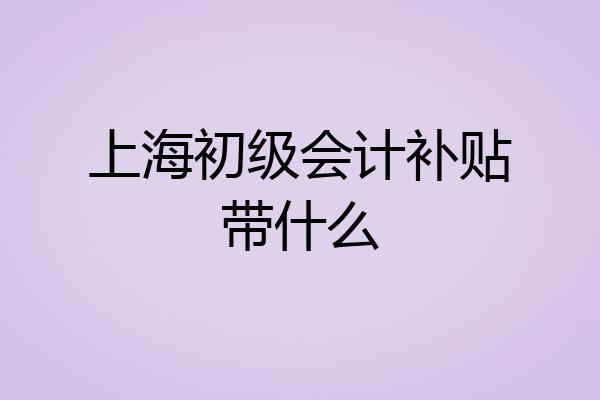 上海初级会计补贴带什么