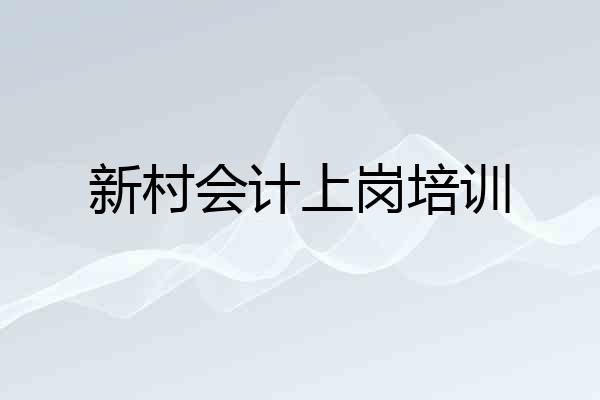 新村会计上岗培训