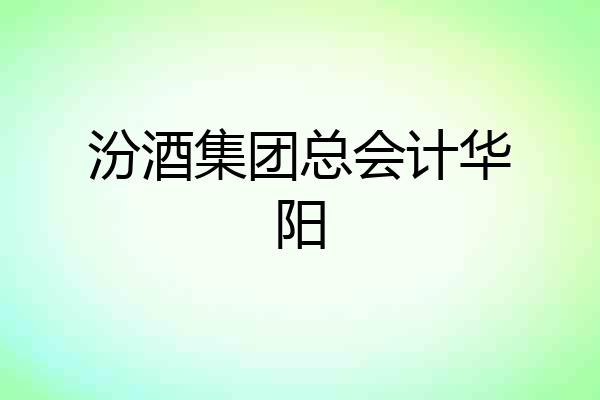 汾酒集团总会计华阳