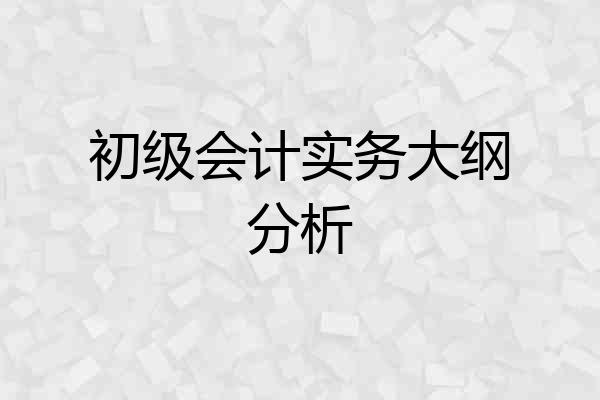 初级会计实务大纲分析
