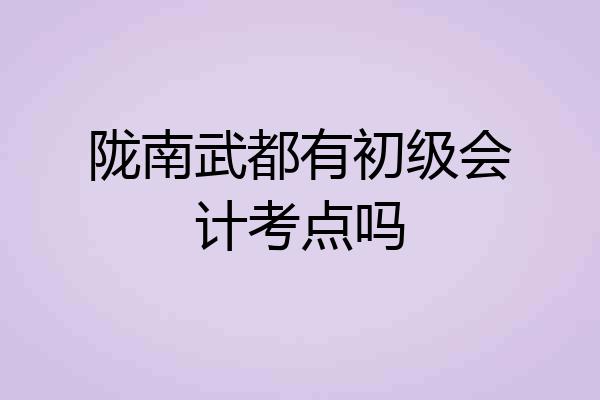 陇南武都有初级会计考点吗