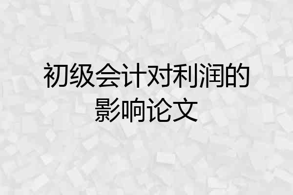 初级会计对利润的影响论文
