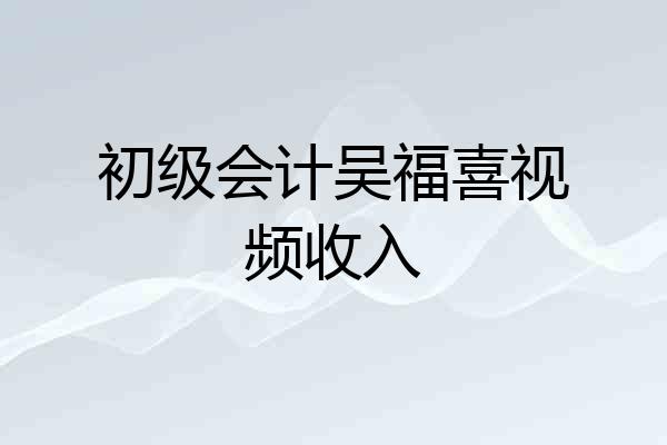 初级会计吴福喜视频收入