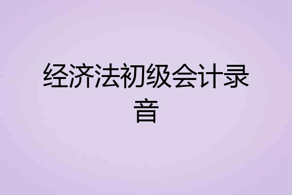 经济法初级会计录音