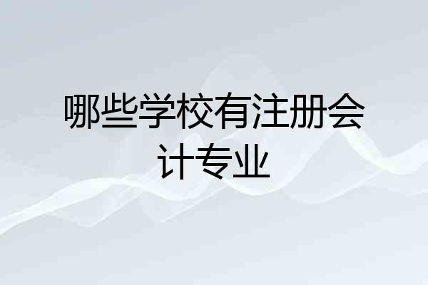 哪些学校有注册会计专业