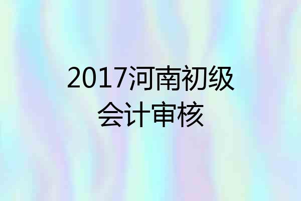 2017河南初级会计审核
