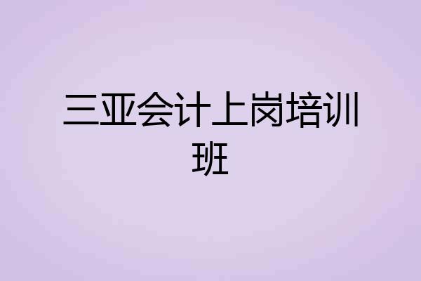 三亚会计上岗培训班