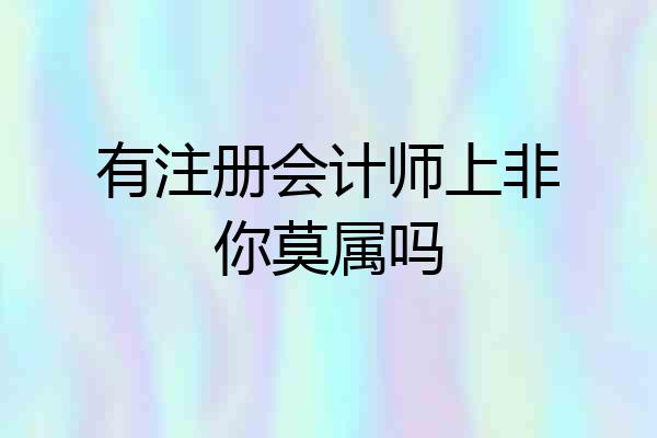 有注册会计师上非你莫属吗