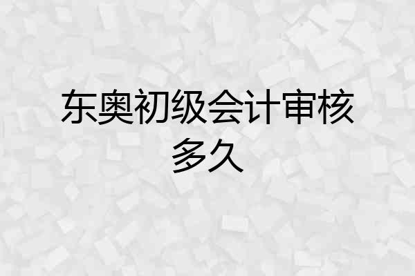 东奥初级会计审核多久