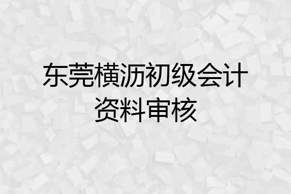 东莞横沥初级会计资料审核