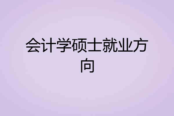 会计学硕士就业方向