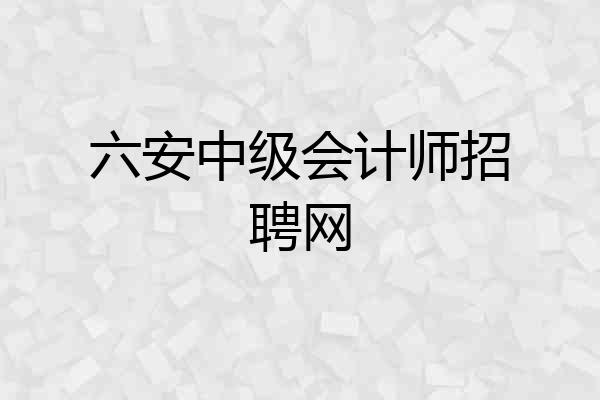 六安中级会计师招聘网