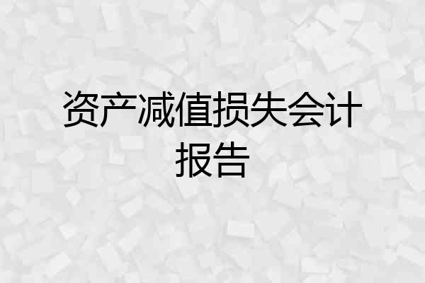 资产减值损失会计报告