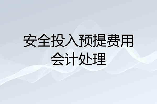安全投入预提费用会计处理