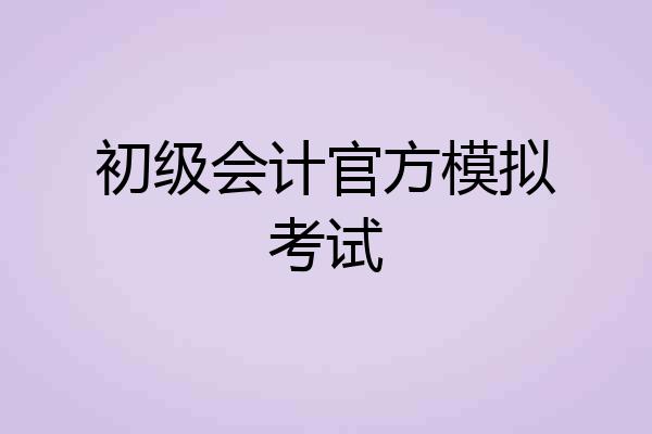 初级会计官方模拟考试