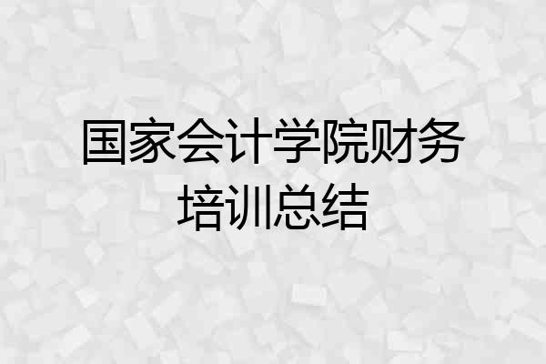 国家会计学院财务培训总结