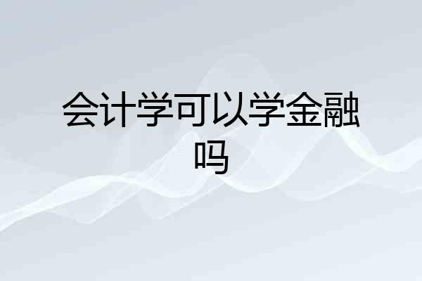 会计学可以学金融吗