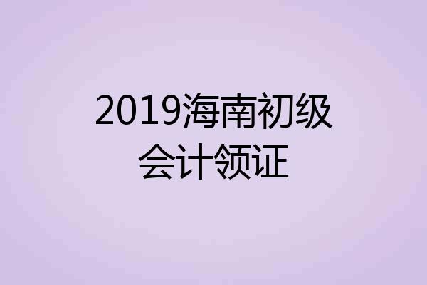 2019海南初级会计领证