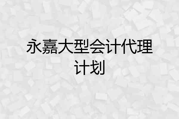 永嘉大型会计代理计划