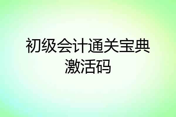 初级会计通关宝典激活码