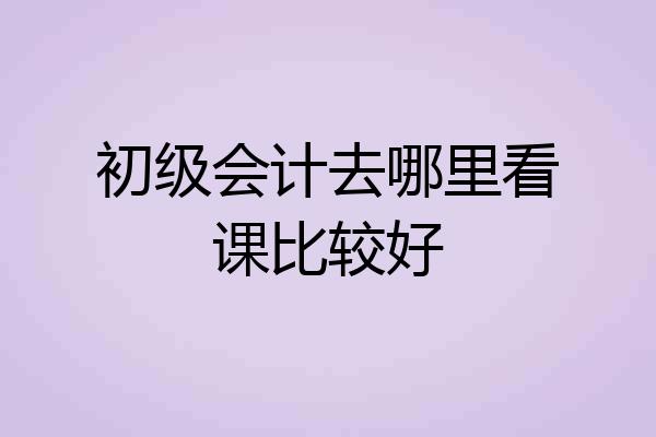 初级会计去哪里看课比较好