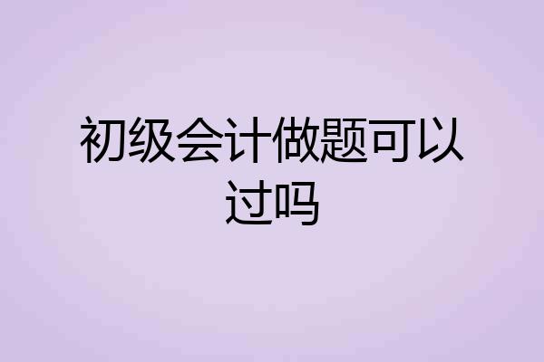 初级会计做题可以过吗