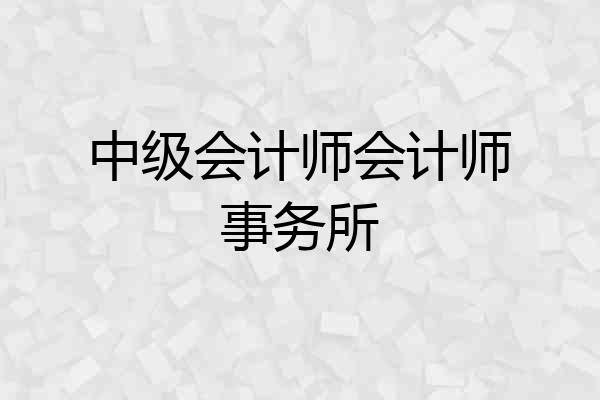 中级会计师会计师事务所