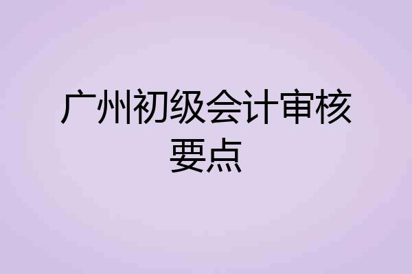 广州初级会计审核要点