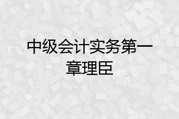 中级会计实务第一章理臣