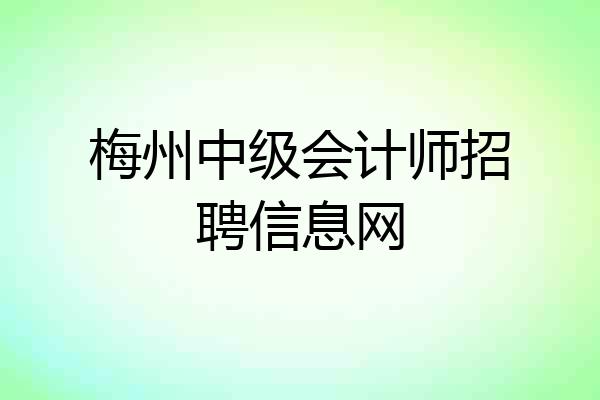 梅州中级会计师招聘信息网