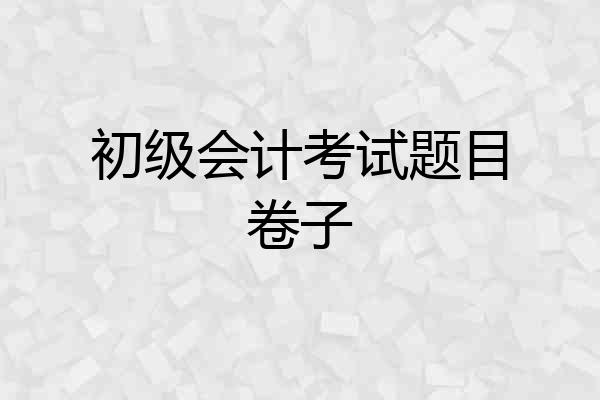 初级会计考试题目卷子