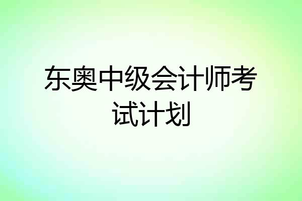 东奥中级会计师考试计划
